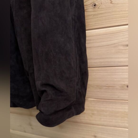 Eileen Fisher Size Large Chocolate Brown Open Front Goat Suede Blazer Jacket - Picture 12 of 15